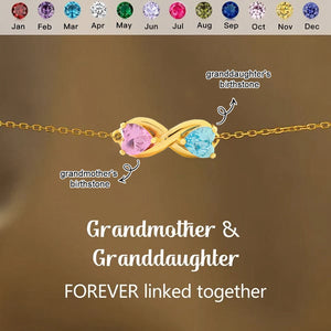 For Love-Double Customized Heart Birthstones Infinity Bracelet