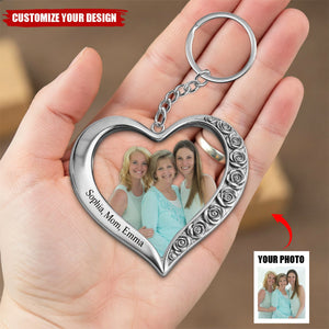 Custom From Any Photo - Personalized Family Shaped Metal Pendant Keychain