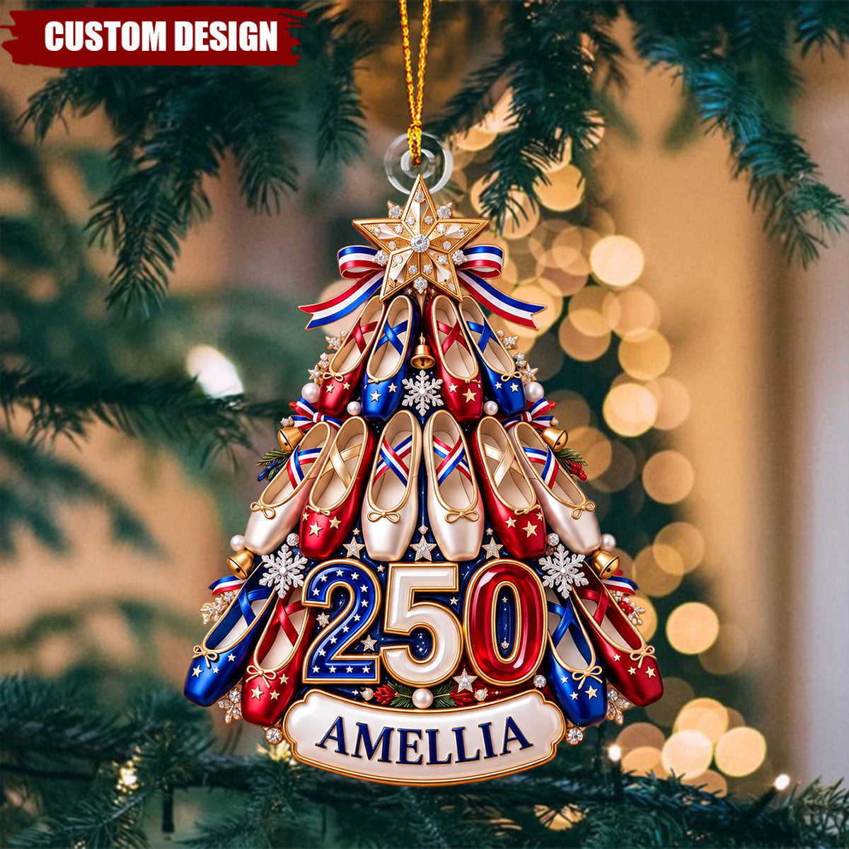 Personalized American Ballet 250th Anniversary Christmas Ornament,Custom Name Ballet Gift