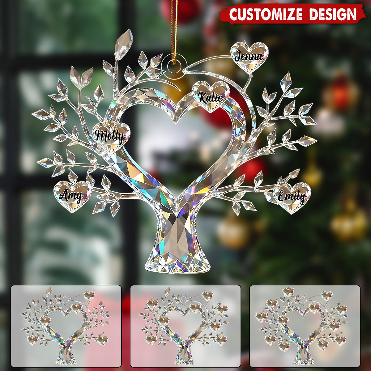 Personalized Tree of Life Family Member Crystal Ornament