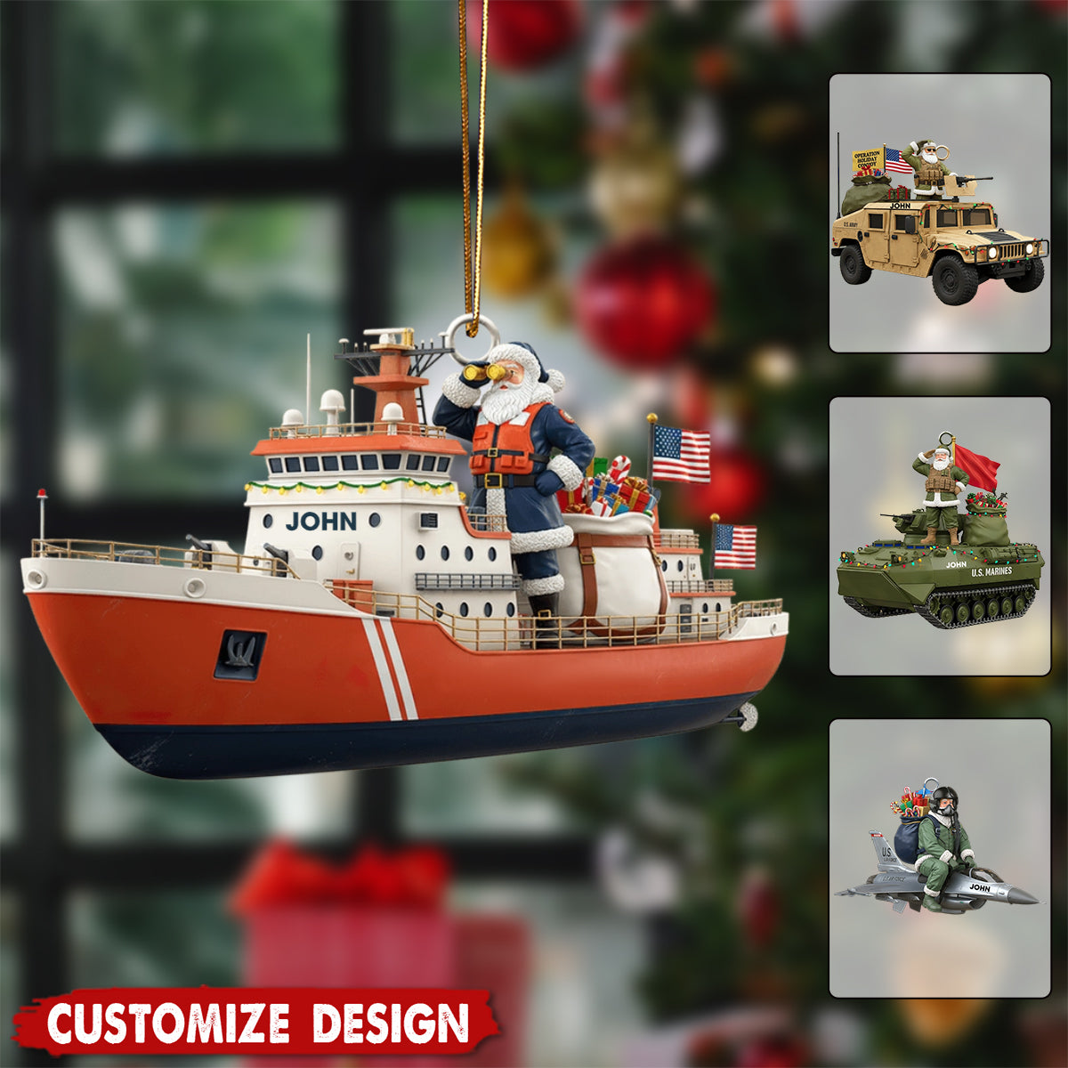 Personalized Military Christmas Ornament - Gift for Military Enthusiasts