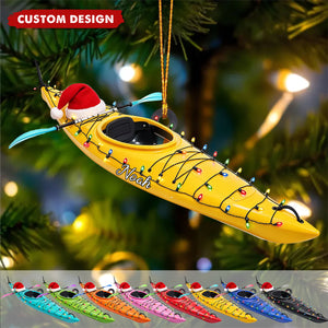 Personalized Kayak Christmas Ornament, Outdoor Adventure Holiday Keepsake, Gift for Kayaker Paddler Dad