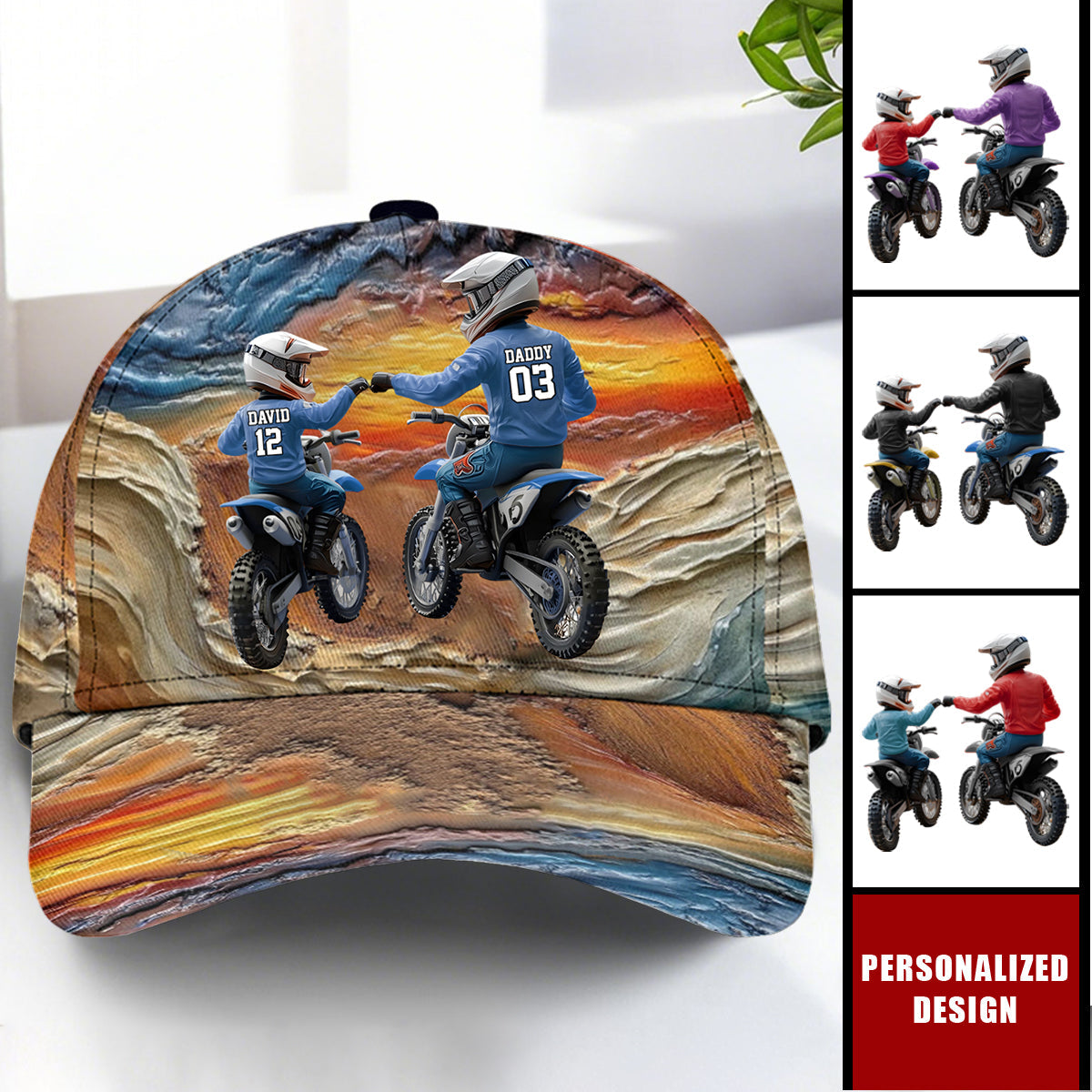 Dirt Bike Dad And Kid-Personalized Dirt Bike Cap