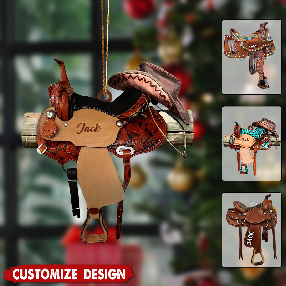 Personalized Western Saddle Ornament - Gifts for Cowboy Cowgirl - Cowboy Rodeo Keepsake
