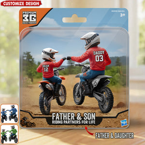 Dirt Bike Dad And Kid - Personalized Dirt Bike Shaped Acrylic Plaque