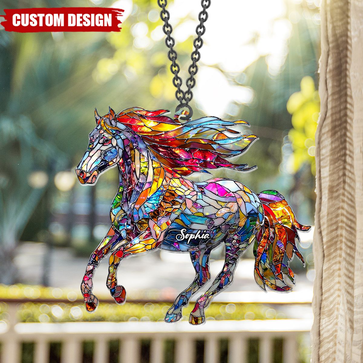 A Horse Loves Freedom - Personalized Horse Window Hanging Suncatcher Ornament