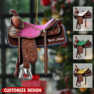 Personalized Western Horse Saddle Ornament -  Gift for Riders Cowboy Cowgirl