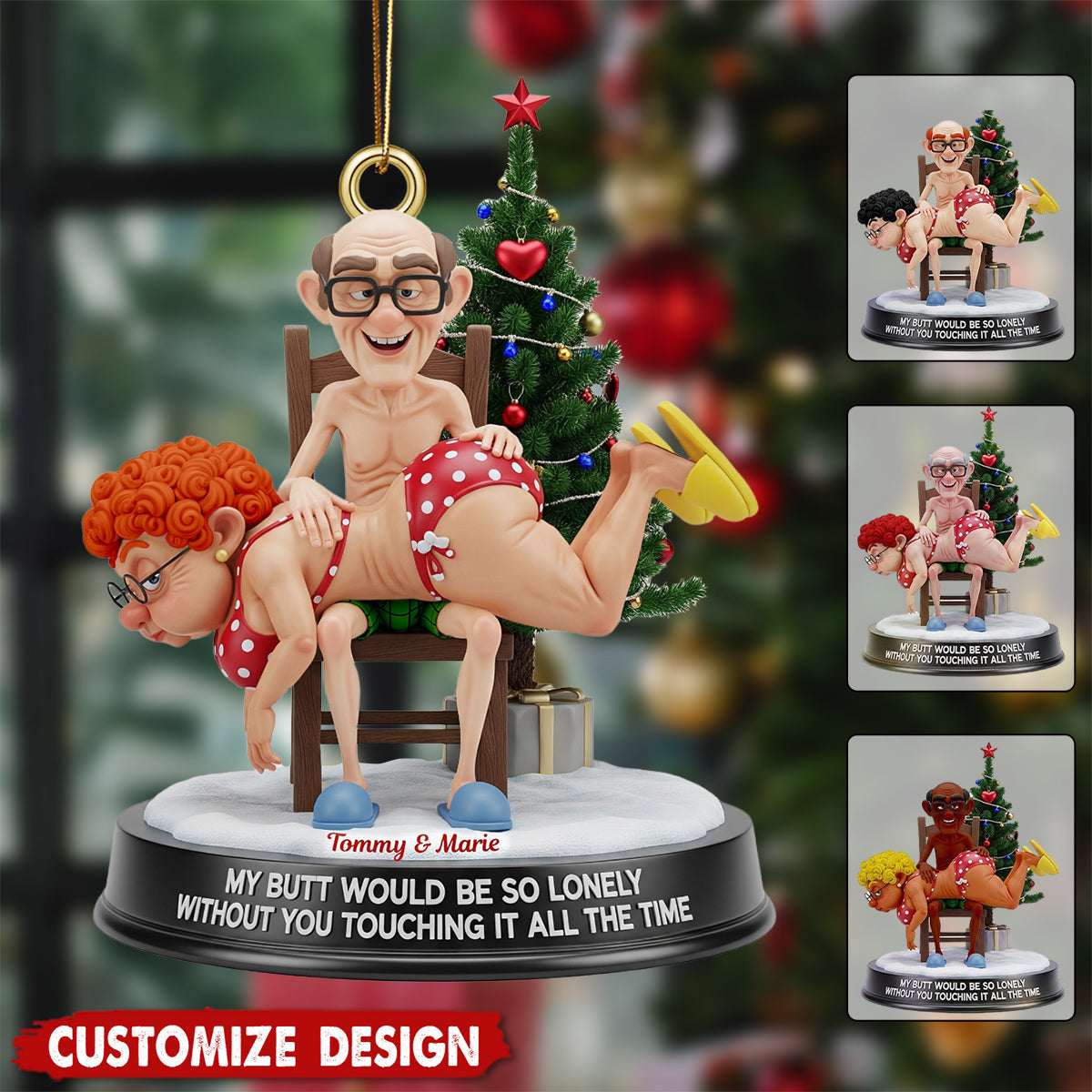 Personalized Funny Old Couple Ornament - Gift For Grandma,Grandpa