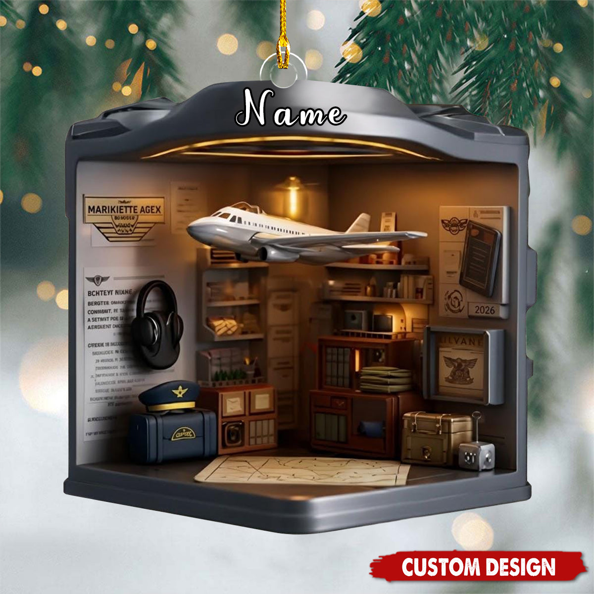 Personalized Pilot Office Christmas Ornament