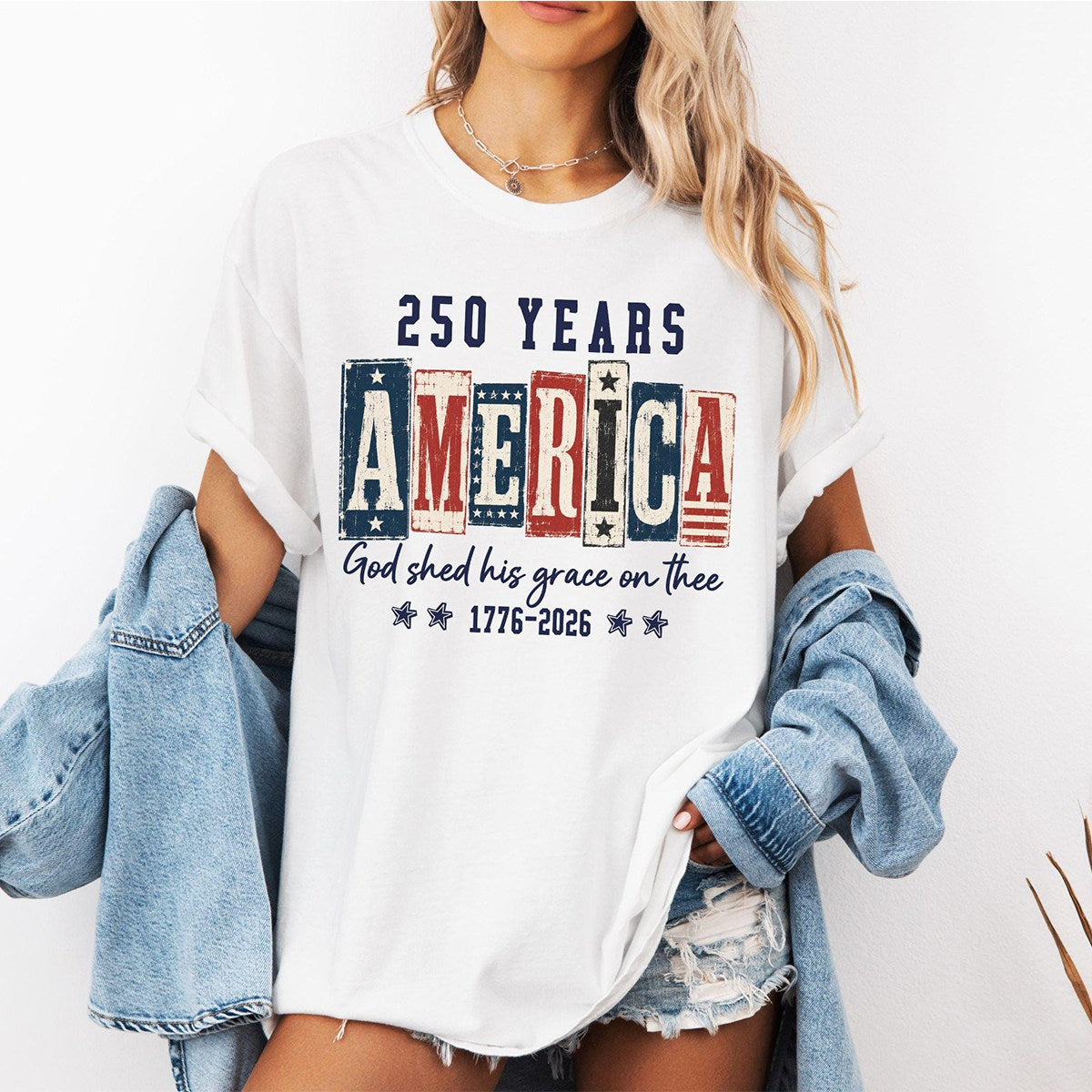 Patriotic Christian American Flag 250 Years Tee-Gift For Fourth Of July Enthusiasts