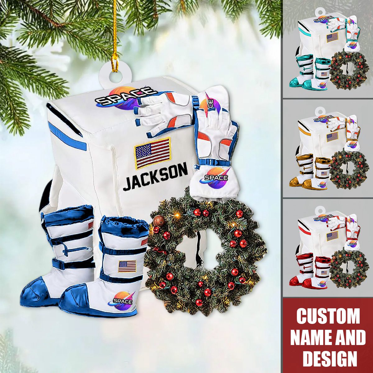 2024 New Release Personalized Astronaut Space Christmas Ornaments -Gifts For Skiing Lover