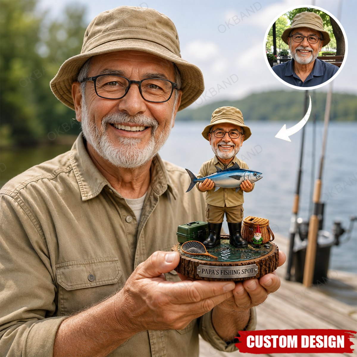Personalized Fishing Acrylic Plaque, Photo Fishing Figurine