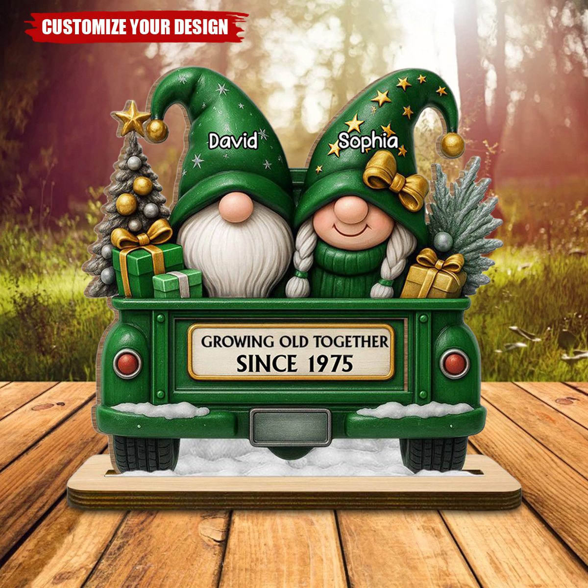 Personalized Growing Old Together Couple Wooden Plaque