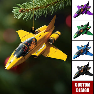 Personalized Fighter Jet Christmas Ornament- Military Pilot Gift