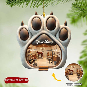 Personalized Photo Dog Paw Groomer Christmas Ornament - Gift For Dog Lovers