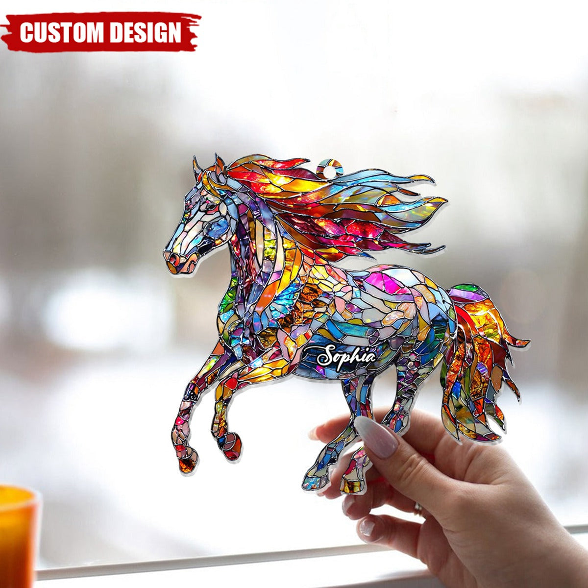 A Horse Loves Freedom - Personalized Horse Window Hanging Suncatcher Ornament
