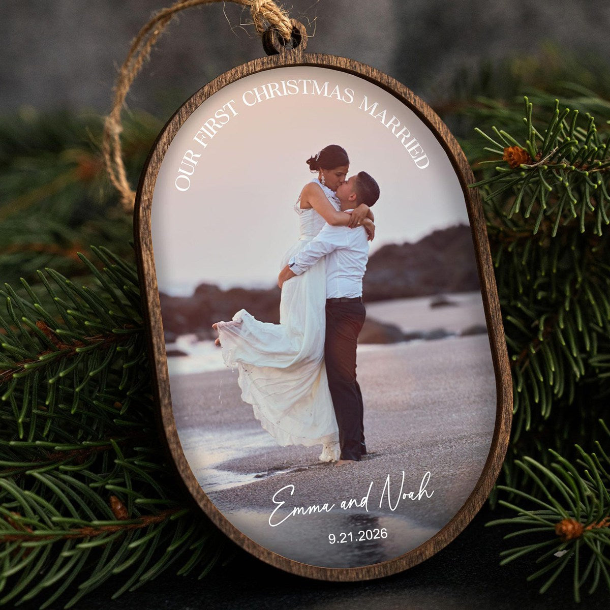 Engaged Ornament With Photo  - Personalized First Christmas Keepsake - Engagement Gift 2026