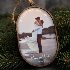 Engaged Ornament With Photo  - Personalized First Christmas Keepsake - Engagement Gift 2026
