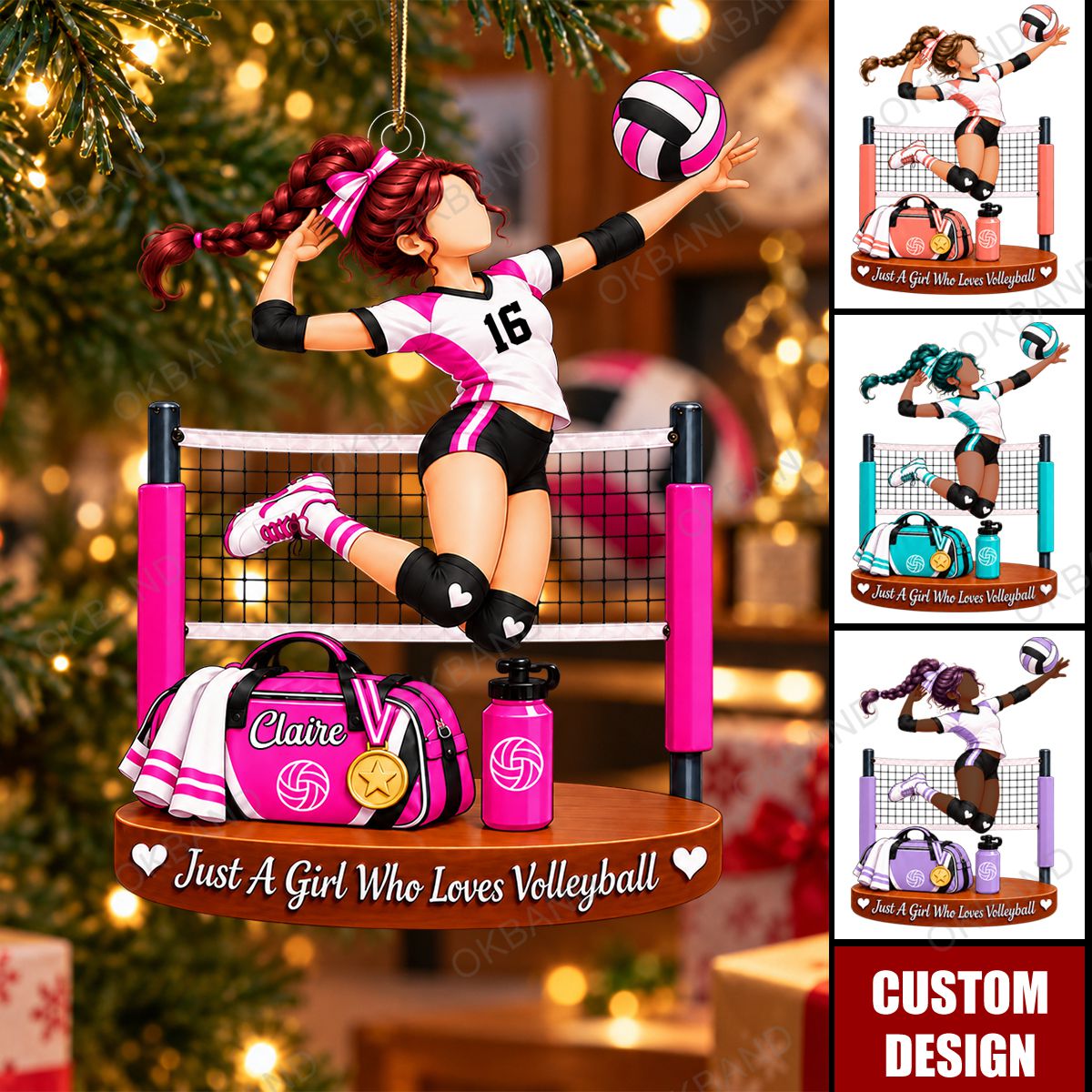 Personalized Volleyball Girl Ornament, Just A Girl Who Loves Volleyball Ornament