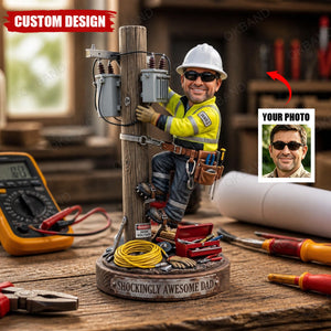 Personalized Lineman Dad 2D Acrylic Plaque, Maintenance Worker , Electrician Award, Lineman Gift
