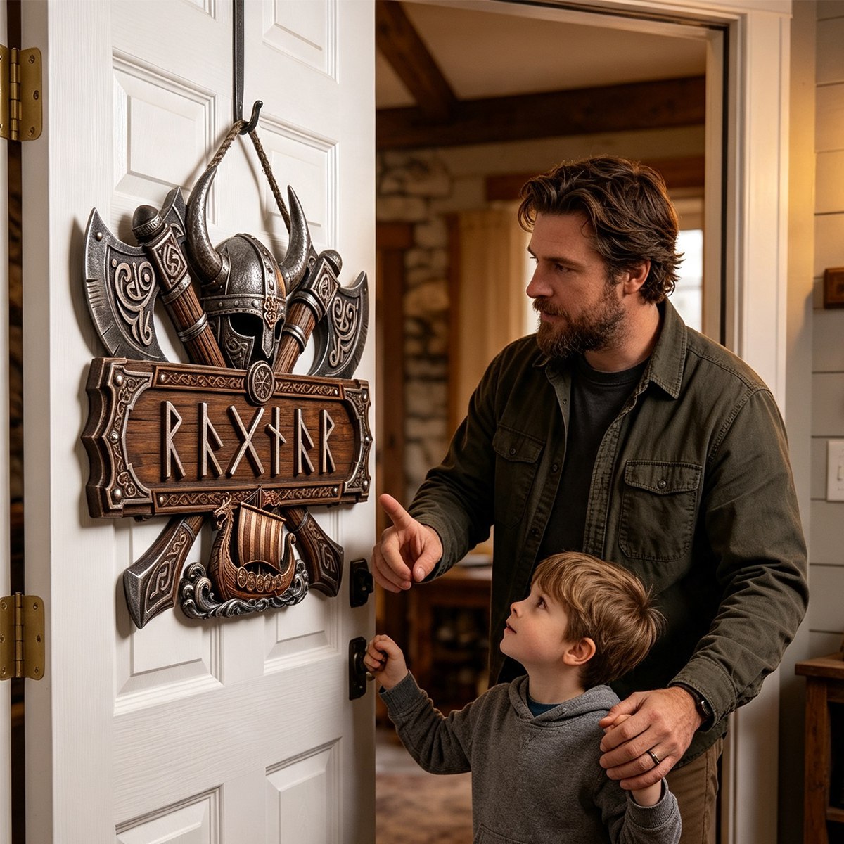 Viking Style Wooden Sign - Personalized Gifts For Warriors