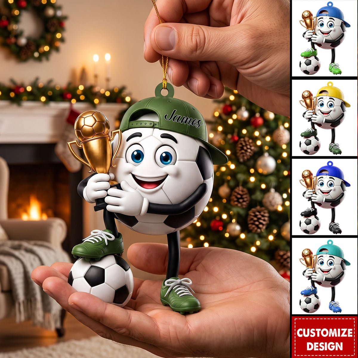 Personalized Cute Soccer Mascot Ornament - Gift for Soccer Lover - New Release