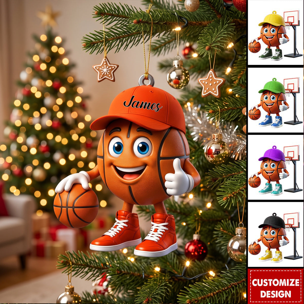 Personalized Cute Basketball Mascot Ornament - Gift for Basketball Lover - New Release