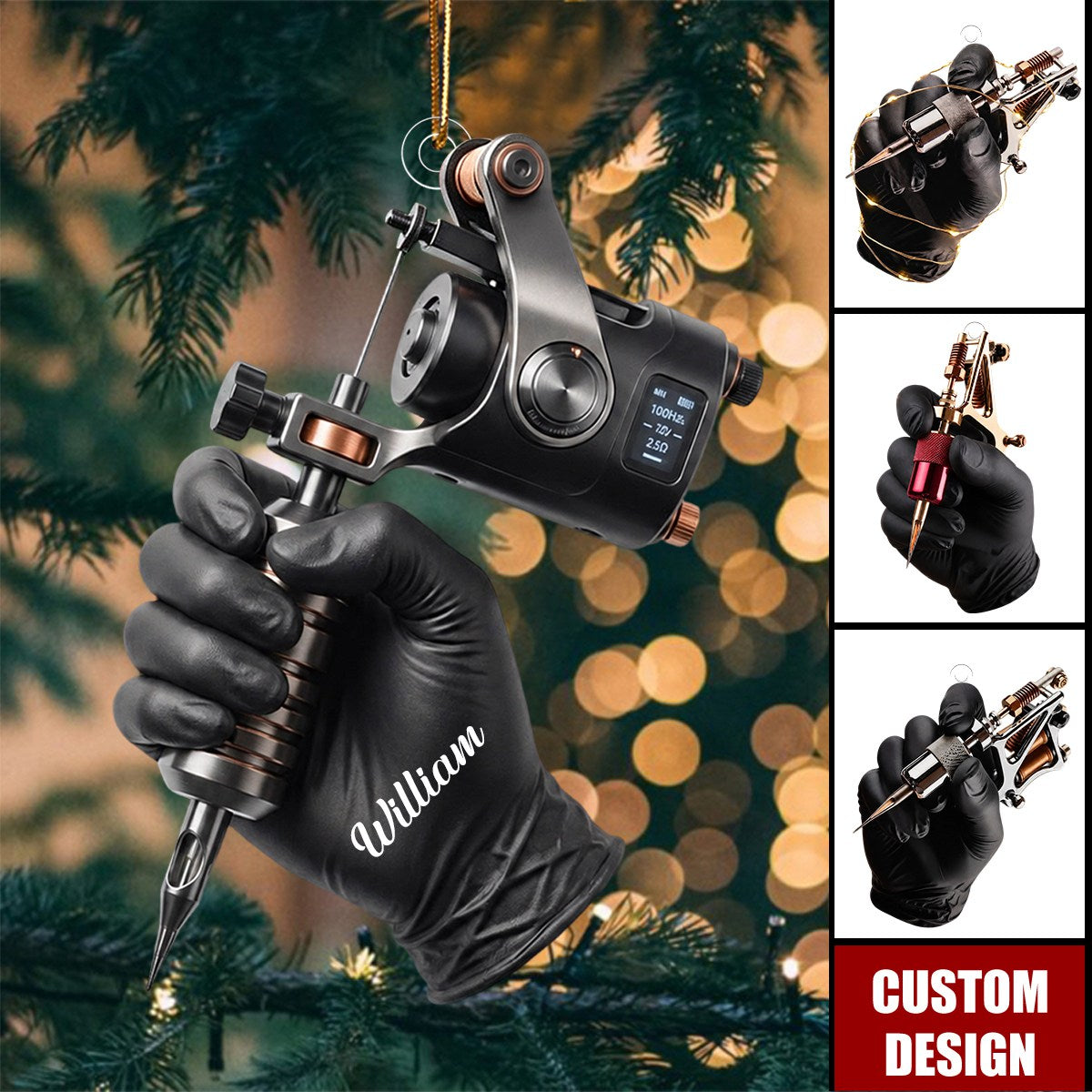 Personalized Tattoo Machine Christmas Ornament,Tattoo Artist Gift, Tattooist Ornament