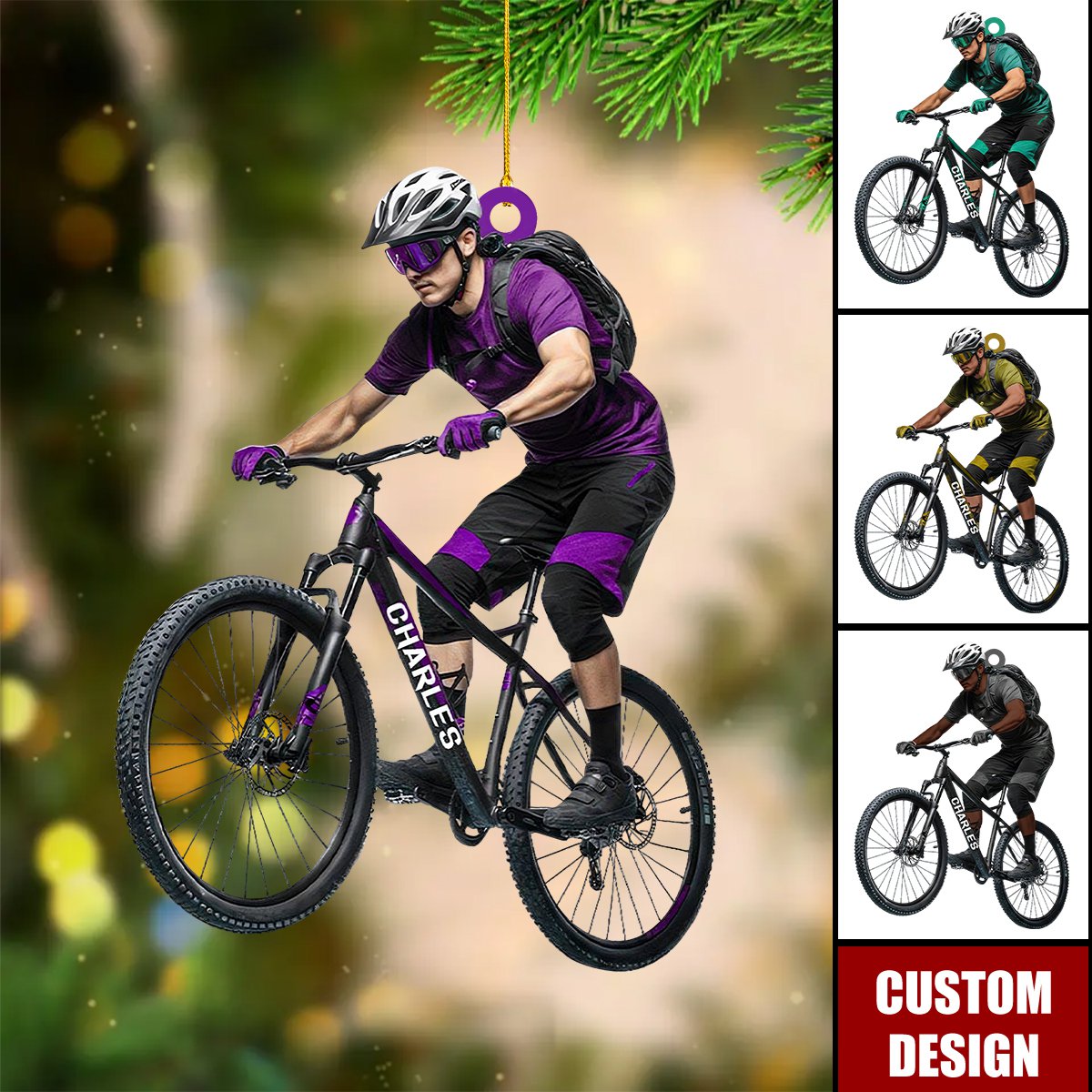 Personalized Mountain Bike Lover Christmas Ornament