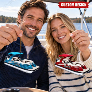 Personalized Pontoon Boat Christmas Ornament - Boater Holiday Gift