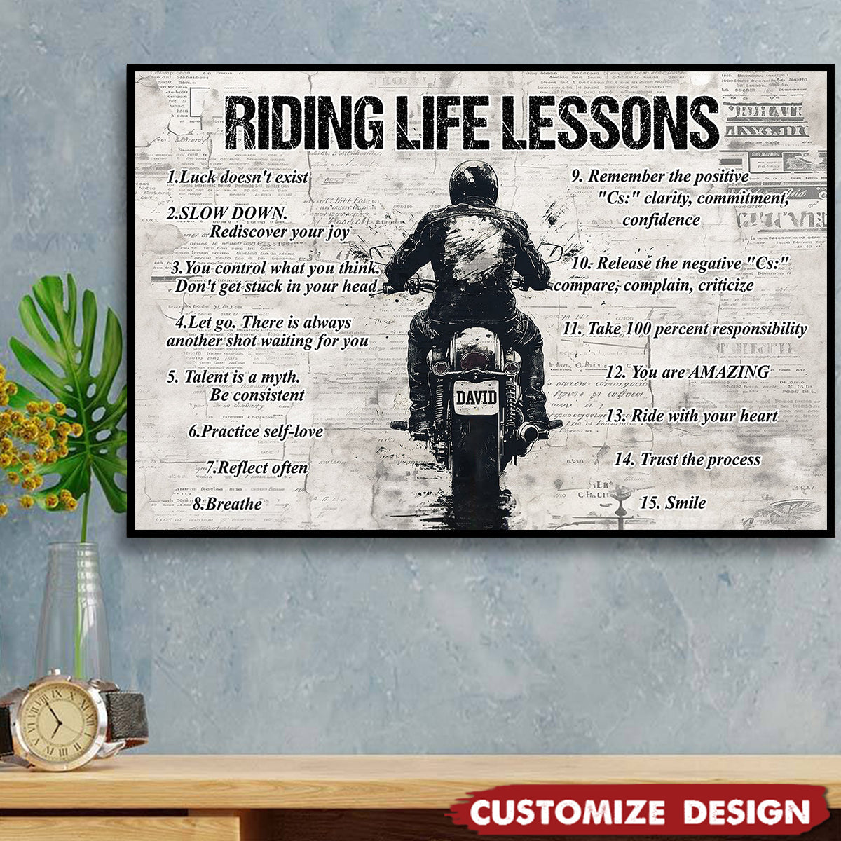Personalized Motivational Quote Riding Life Lessons Poster - Gift For Biker