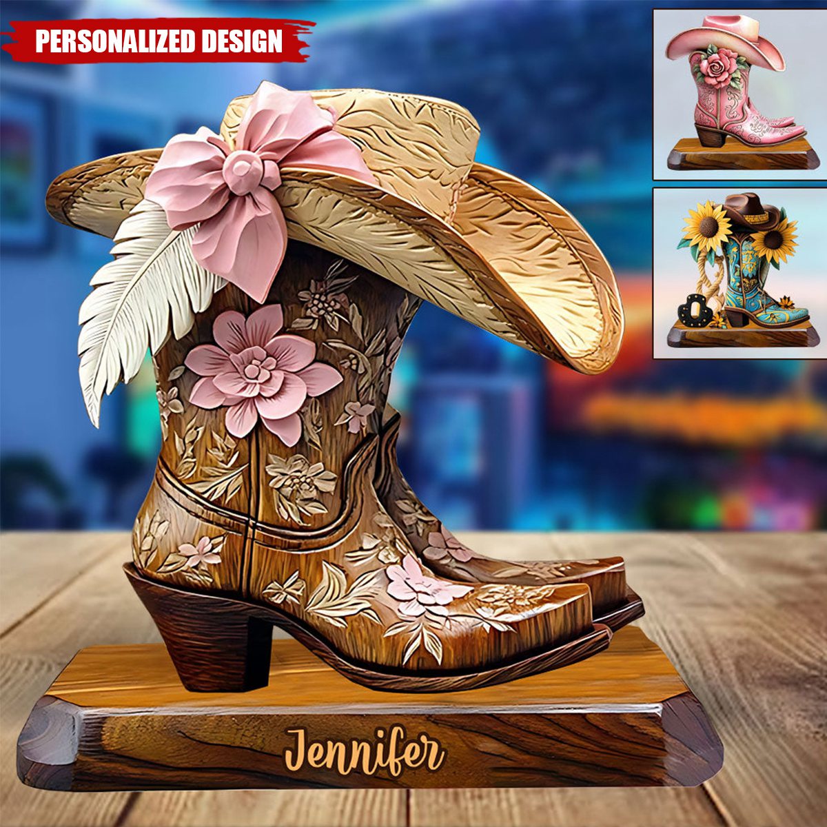 Cowgirl Boots-Personalized Cowgirl Shaped Acrylic Plaque