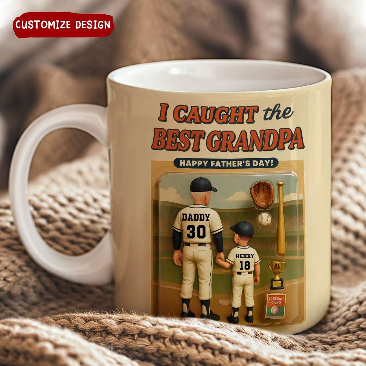 We Caught the Best Dad Baseball Personalized Mug, Father's Day Gift for Dad