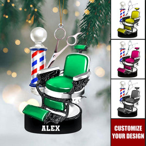 Personalized  Barber Chair Christmas Ornament - Gift For Barber