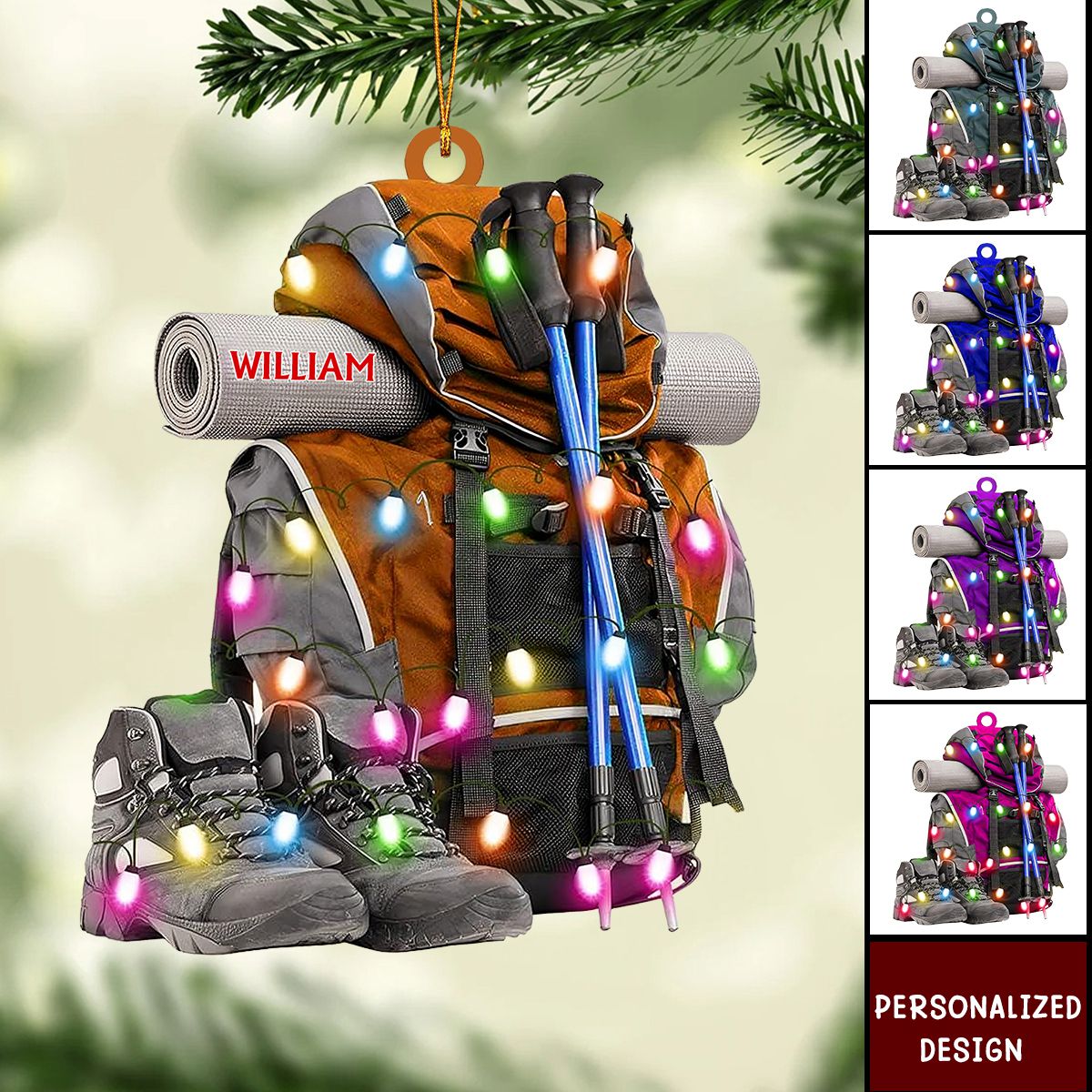 Personalized Hiking Bag Christmas Ornament,Camping Lover Gift,Keepsake Gift For Camper New Release Hiking Decor Gift