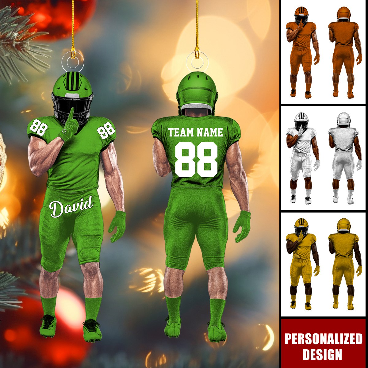 Personalized Football Player Ornament Gift For Football Lover