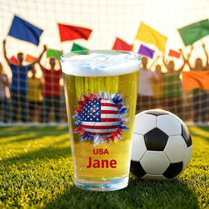 Personalized Soccer Beer Glass - Country Flags Gift For Soccer Lovers