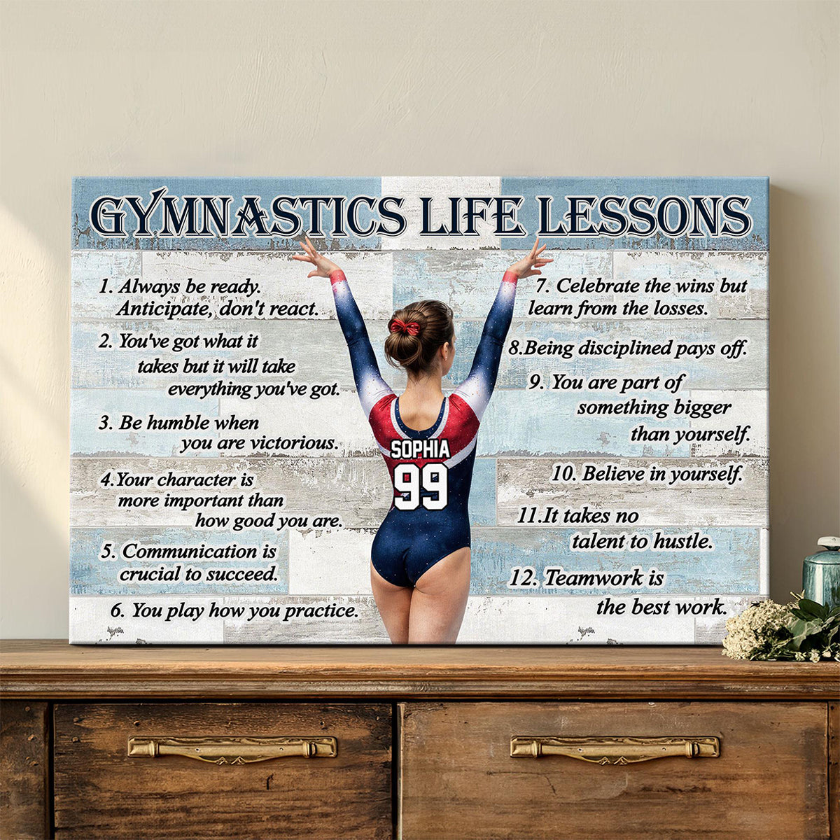 Personalized Gymnast Girl Canvas Poster-Gift For Daughter Granddaughter Teen Girl