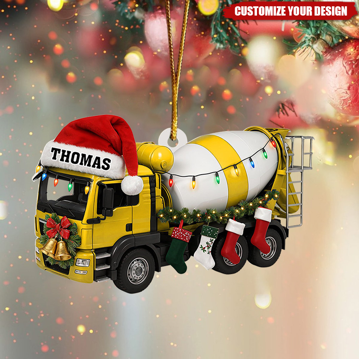 Customized Cement Truck Christmas Ornament