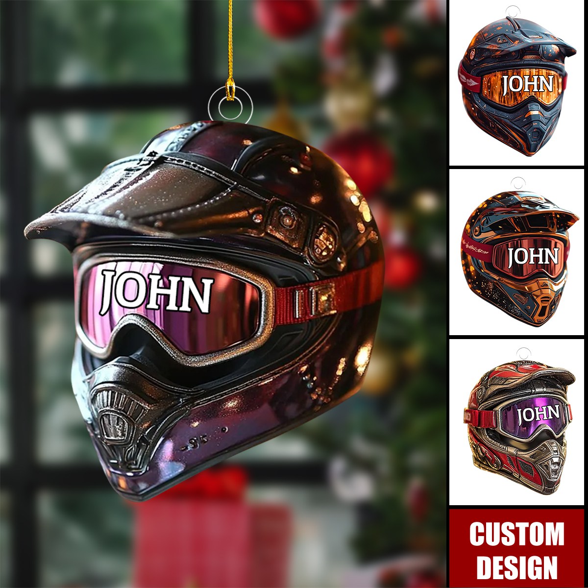 Personalized Motocross Helmet Christmas Ornament - Gift For Riders