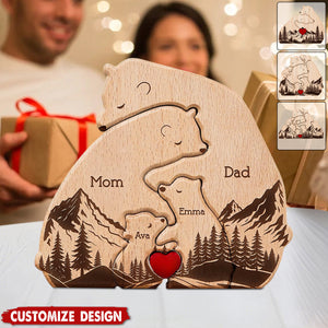 Hugging Bear Family New Version - Personalized Wooden Bear Family Puzzle