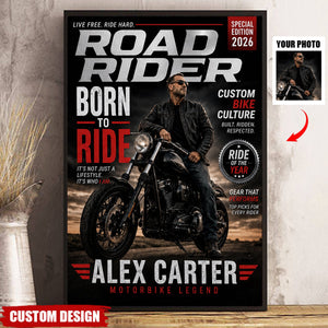 Road Rider Of The Year - Personalized Motorbike Photo Poster - Biker, Motorbike Lovers Gift