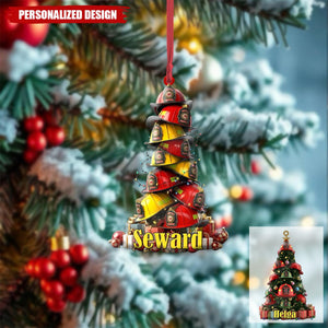 Personalized Christmas Firefighter Helmet Ornaments-Gifts For Him Dad, Fireman, Fire Fighter-2024 New Release