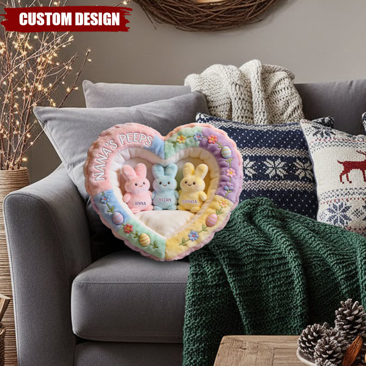 Perfect Gift For Mom, Grandma - Personalized Grandma Faux Fur Shaped Pillow