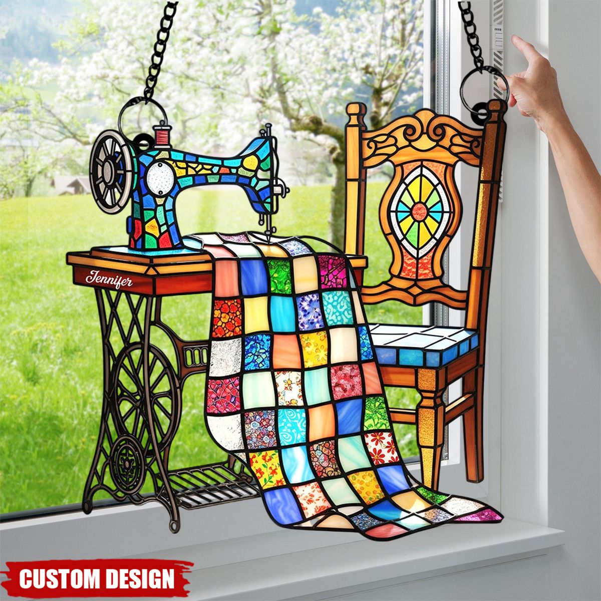 Vintage Sewing Machine Suncatcher Ornament – Personalized Gifts For Sewing Lovers