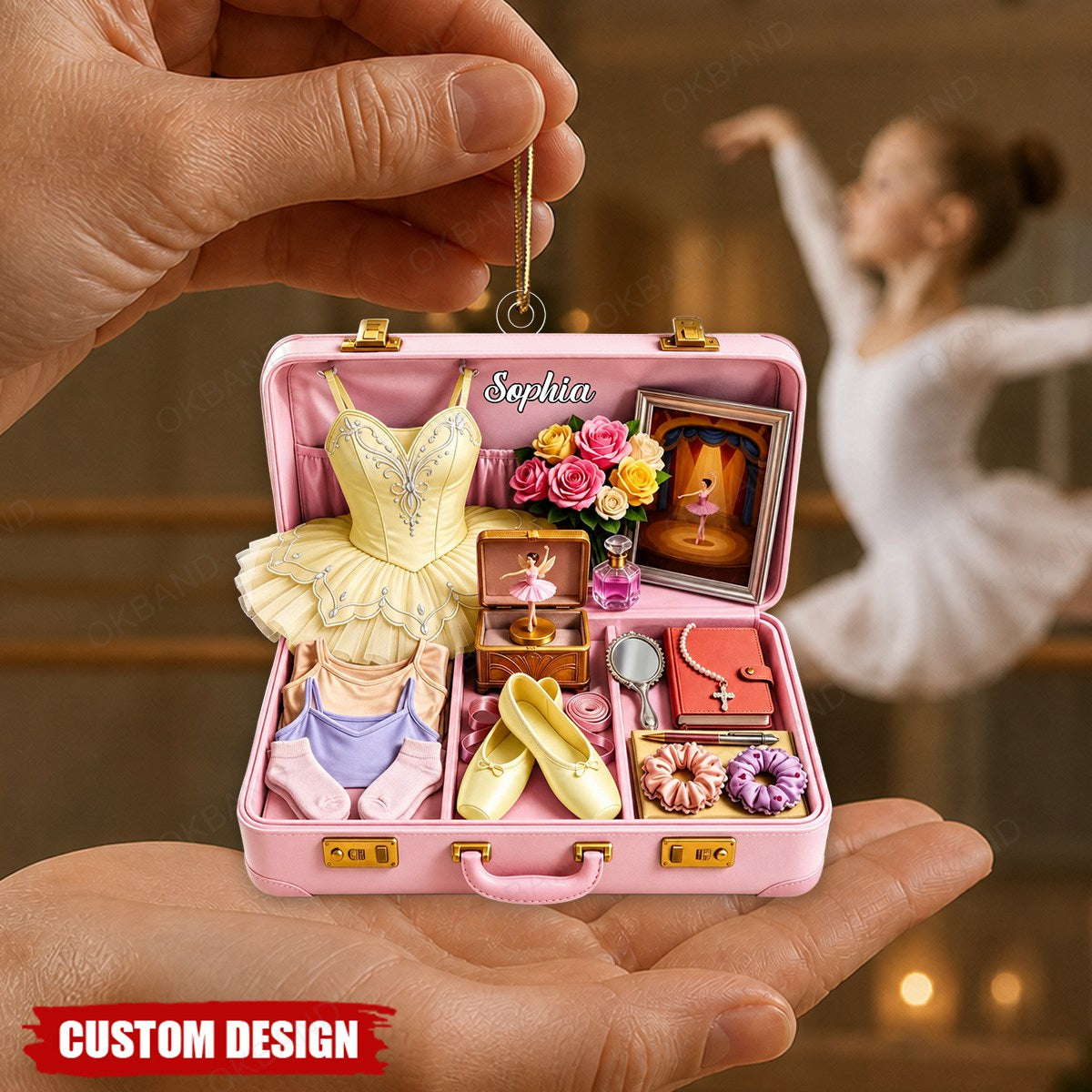 Personalized Ballet-Themed Travel Case Acrylic Christmas Ornament