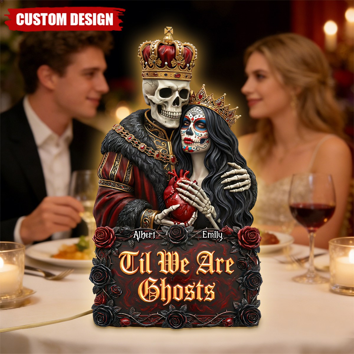 Gothic Skeleton Couple Acrylic Plaque – Personalized Gifts For Couple
