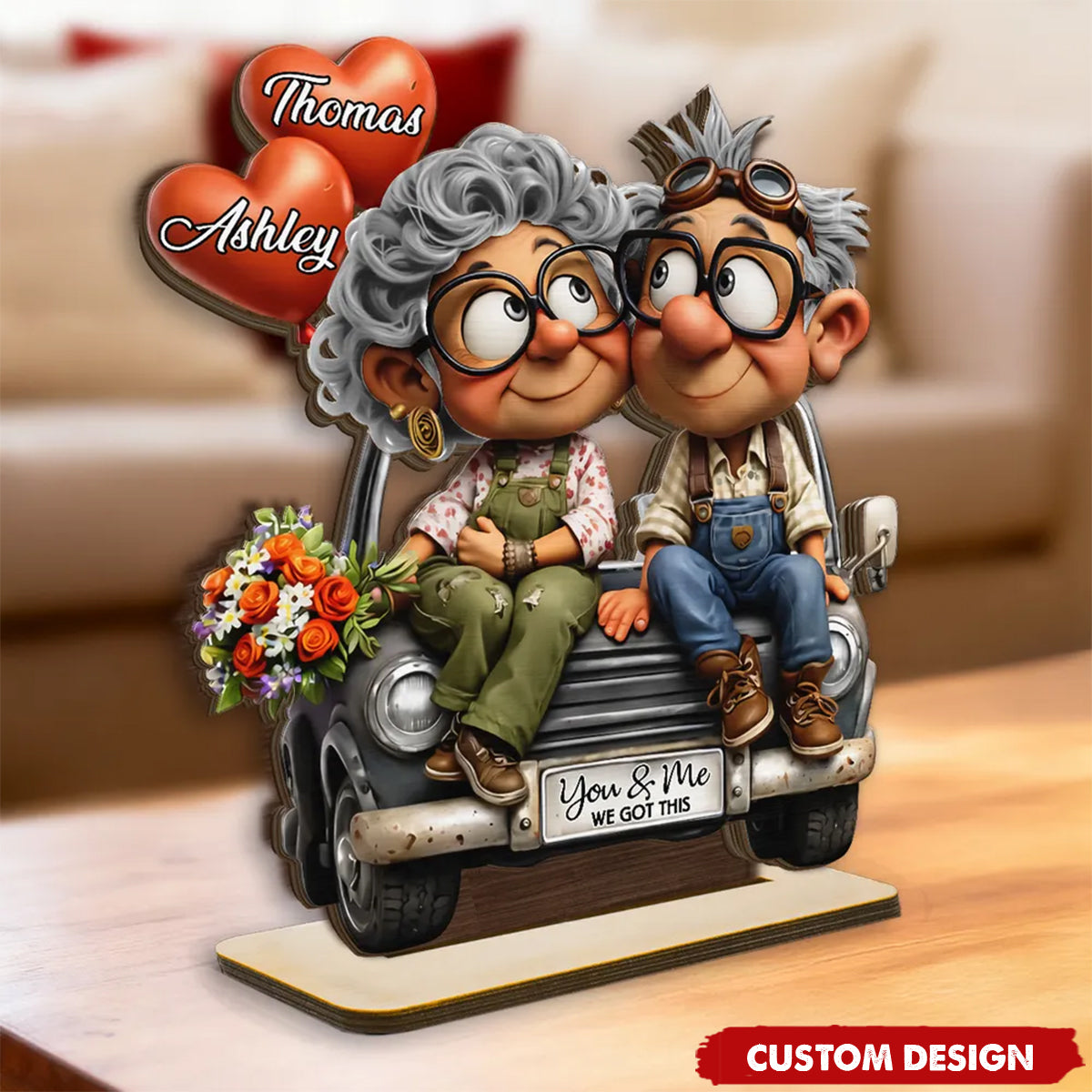 Custom Vintage Truck Wooden Plaque - Personalized Anniversary Wedding Gift for Couple