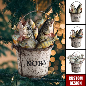 Personalized Fishing Bucket Christmas Ornament,Custom Fisherman Gift
