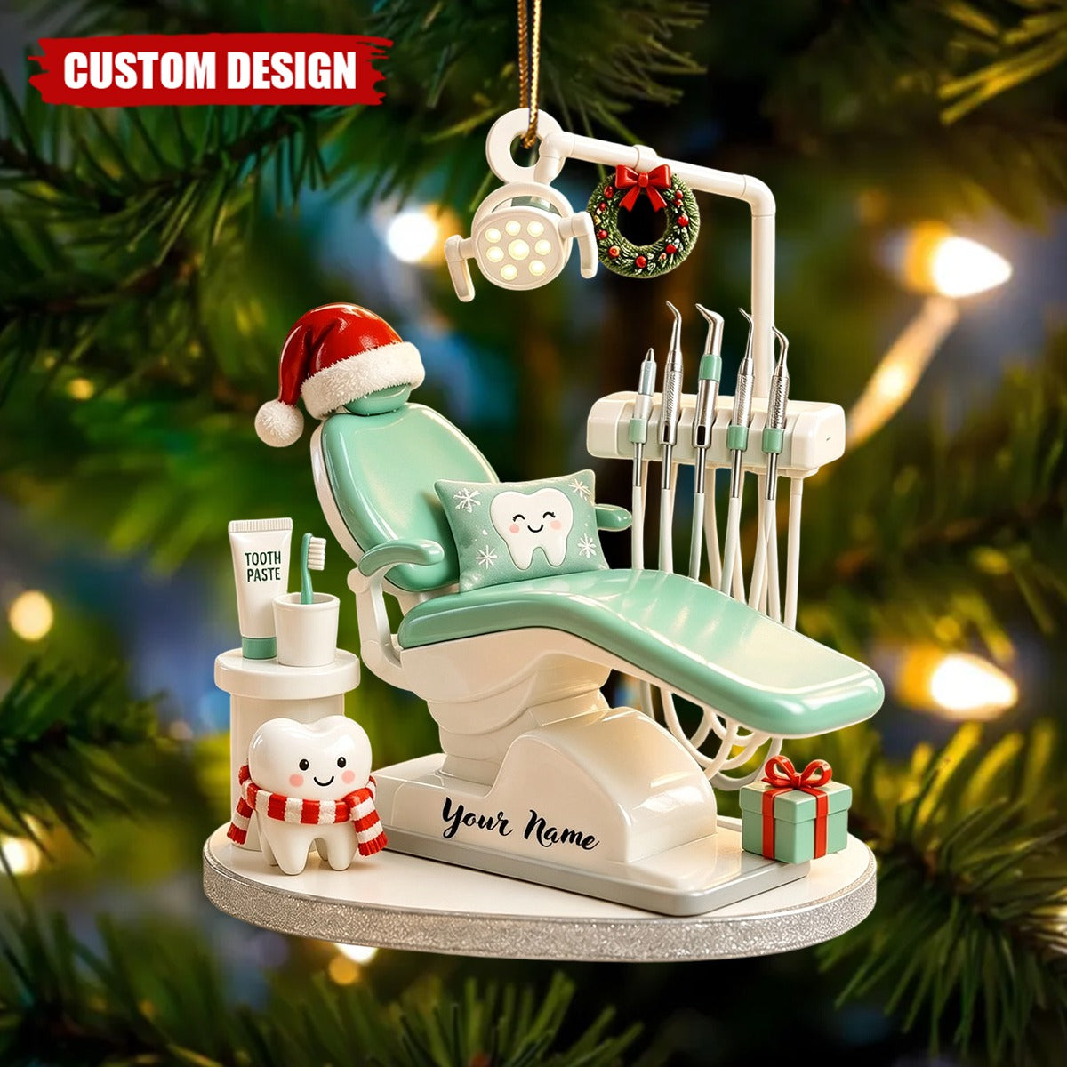 Personalized Dental Hygienist Acrylic Ornament | Dentist Christmas Ornament